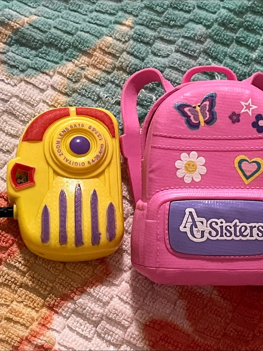Pink Kids Mini Backpack with Butterfly & Heart Patches
